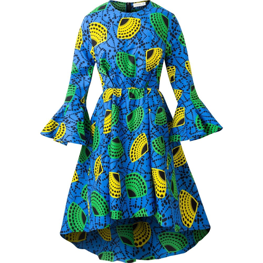 7934 African Print Dresses Autumn and Winter Long Sleeves Ankara Dress